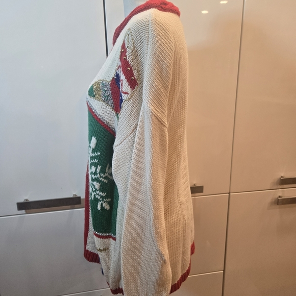 VTG Holiday Festive Ugly Christmas Angel Oversized Sweater Braided Medium - Picture 5 of 14